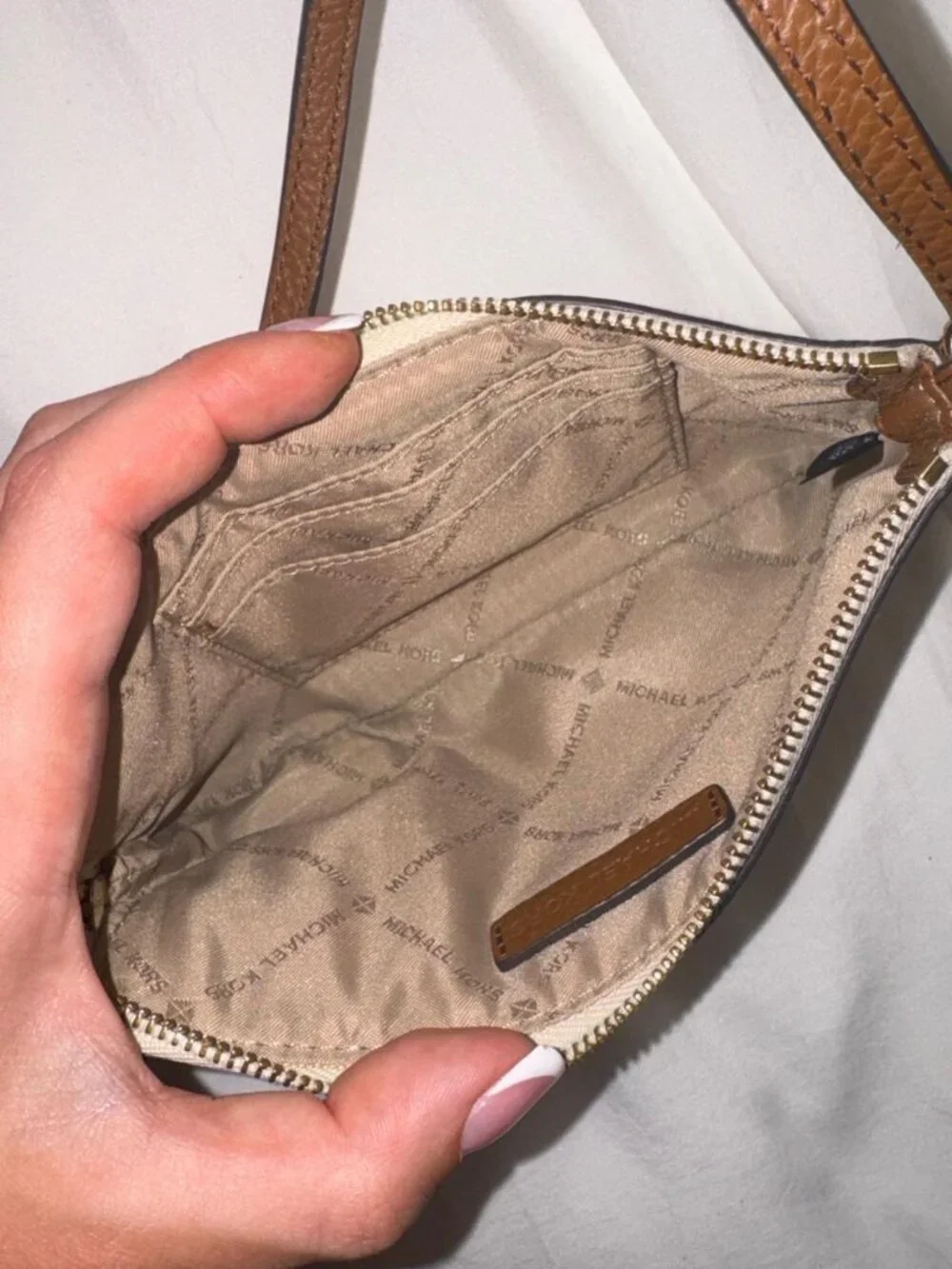 Michael Kors Women's Brown and Cream Wristlet wallet